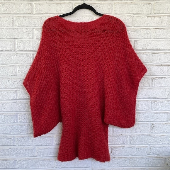Wooden Ships Red Open Weave Dolman Batwing Sleeve Pullover - Picture 6 of 10